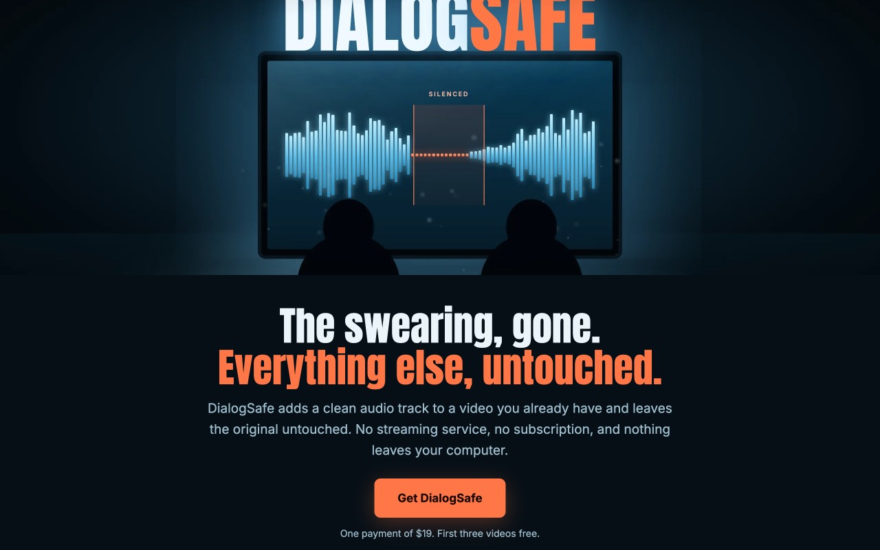 DialogSafe clean audio track screenshot
